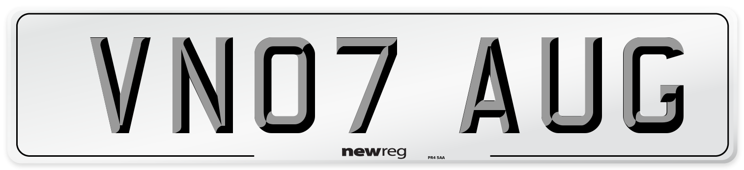 VN07 AUG Number Plate from New Reg